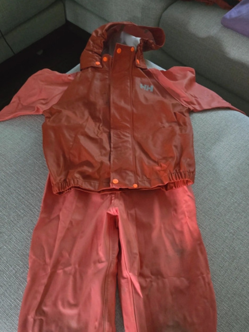 Helly Hansen Kids Orange-Red Rain Jacket and Pants Set